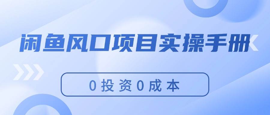 闲鱼风口项目实操手册，0投资0成本，让你做到，月入过万，新手可做-创途网