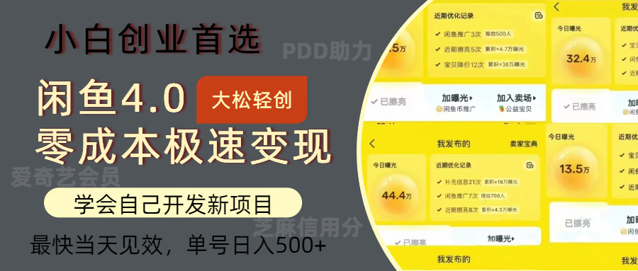 闲鱼0成本极速变现项目，多种变现方式，单号日入500+最新玩法-创途网