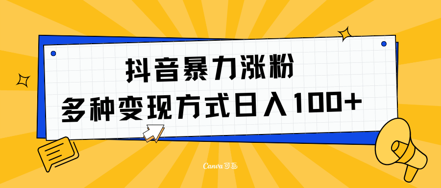 抖音暴力涨粉：多方式变现 日入100+-创途网