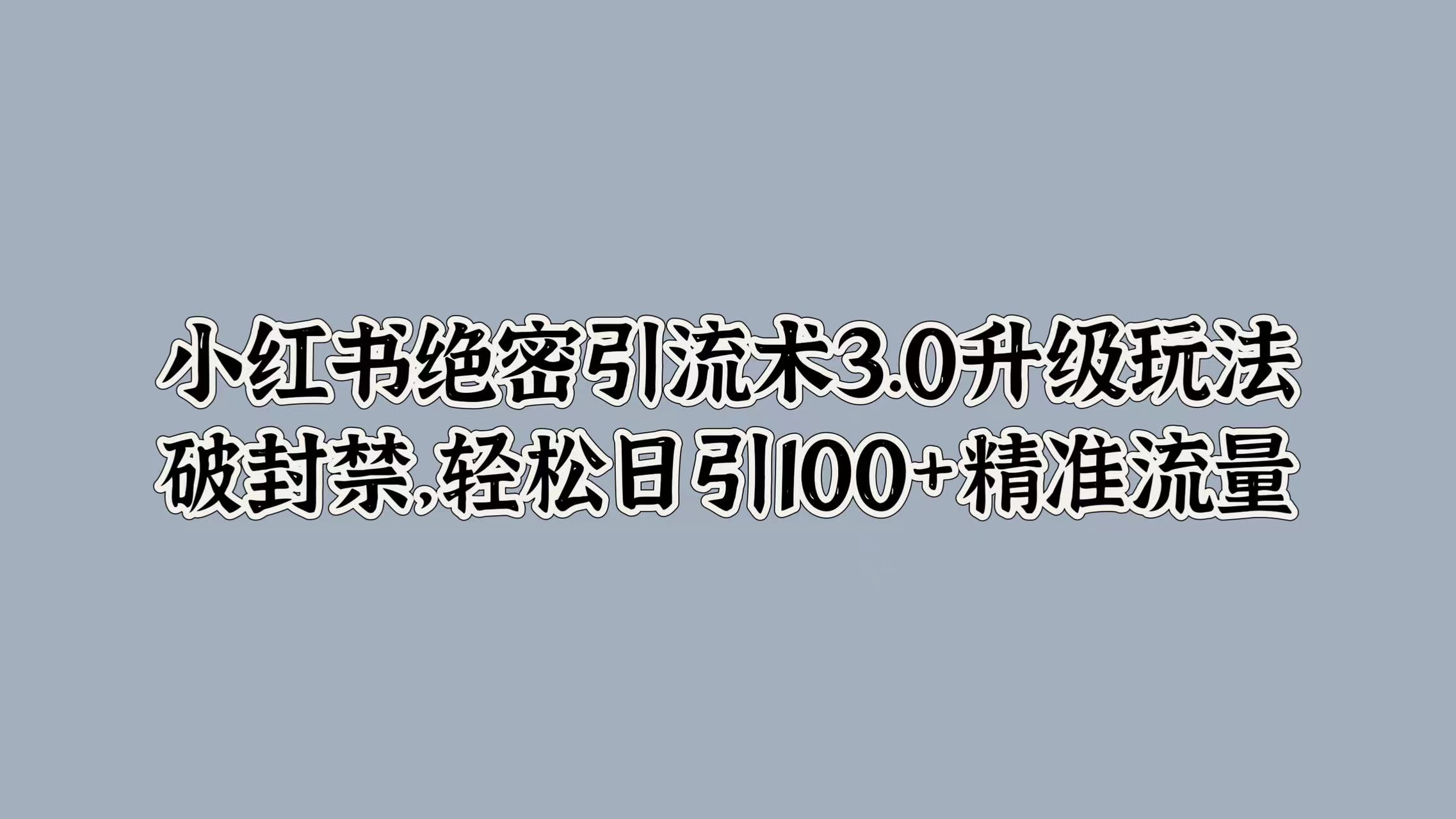 小红书绝密引流术3.0升级玩法，破封禁，轻松日引100+精准流量-创途网