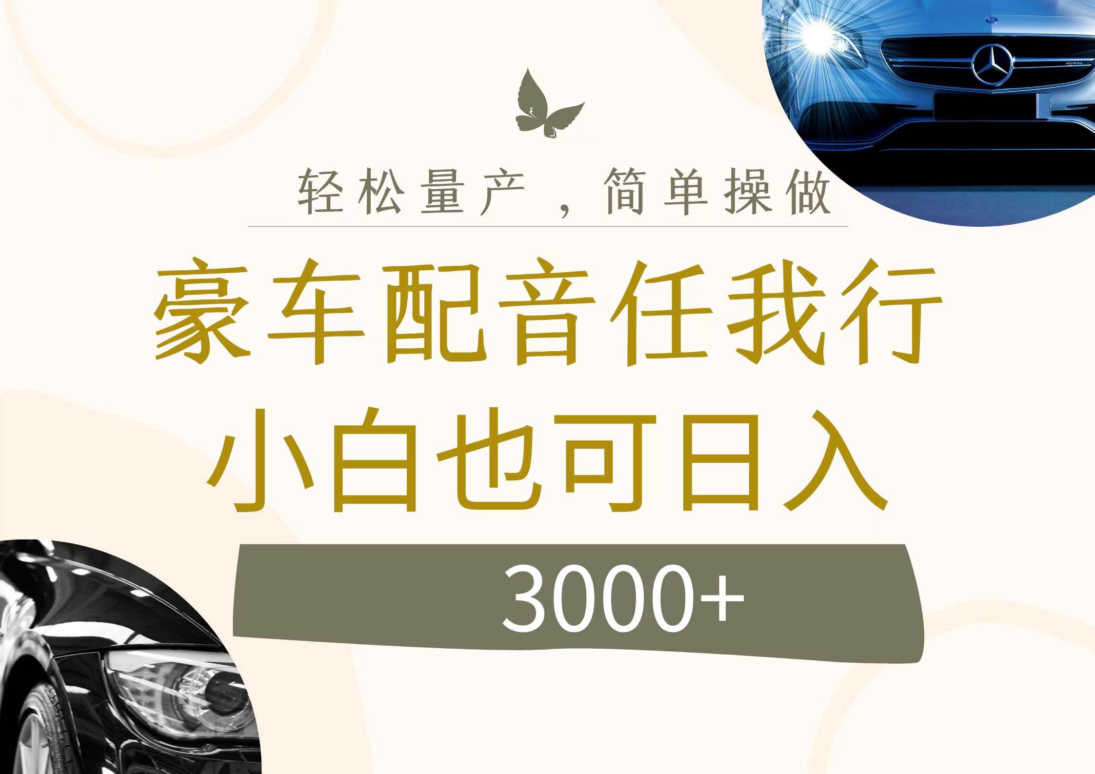 不为人知的暴力小项目，豪车配音，日入3000+-创途网