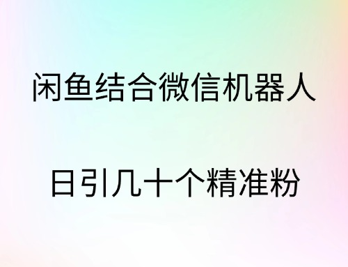 闲鱼结合微信机器人，日引几十个精准粉-创途网