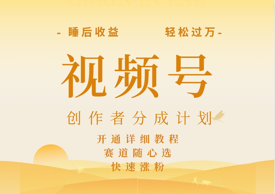 详解视频号创作者分成计划，暴力起号，可同步多平台，实现睡后收入2W+，看懂即可操作！-创途网