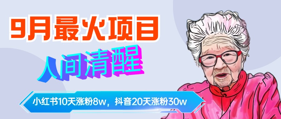 9月最火项目，人间清醒柒奶奶，10天小红薯涨粉8w+，单篇笔记报价1400.-创途网