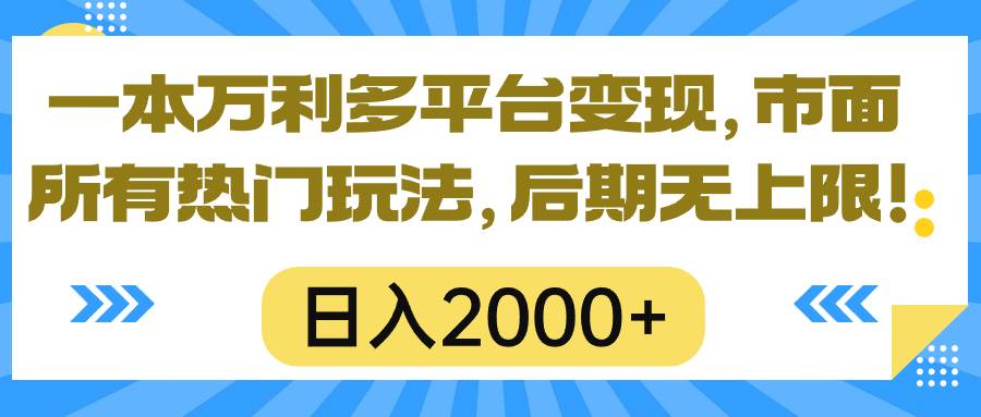 一本万利多平台变现，市面所有热门玩法，日入2000+，后期无上限！-创途网