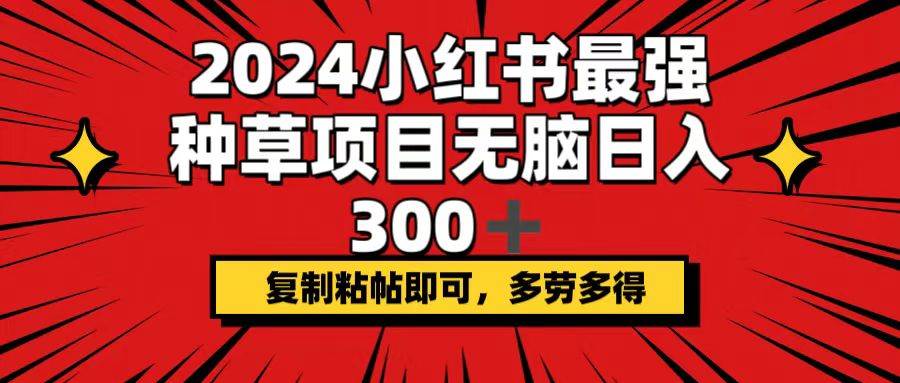 2024小红书最强种草项目，无脑日入300+，复制粘帖即可，多劳多得-创途网