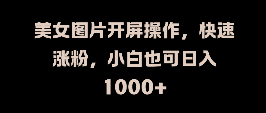 美女图片开屏操作，快速涨粉，小白也可日入1000+-创途网