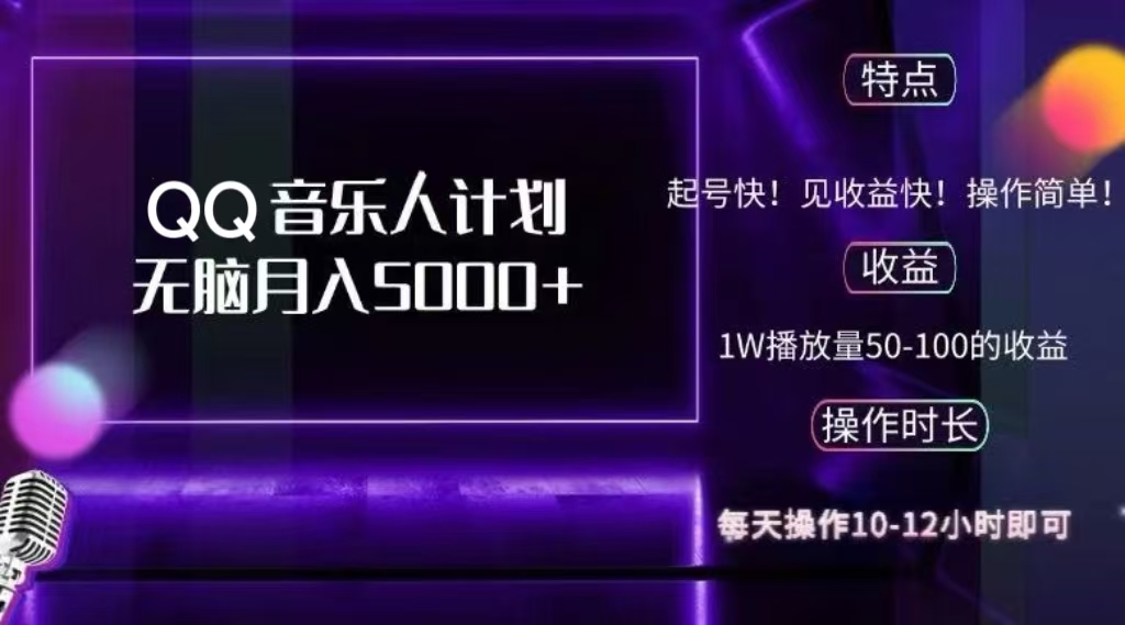 2024 QQ音乐人计划，轻松月入5000+，纯无脑操作，可批量放大操作-创途网