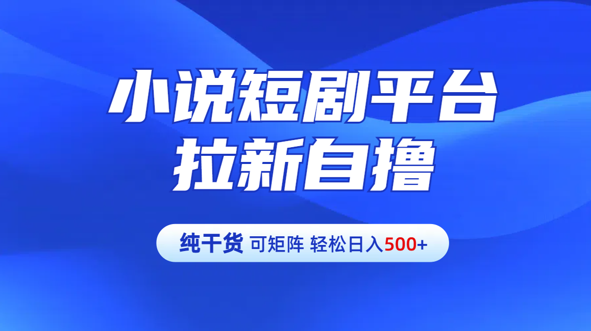 【纯干货】小说短剧平台拉新自撸玩法详解-单人轻松日入500+-创途网