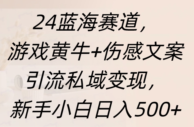 24蓝海赛道，游戏黄牛+伤感文案引流私域变现，新手日入500+-创途网