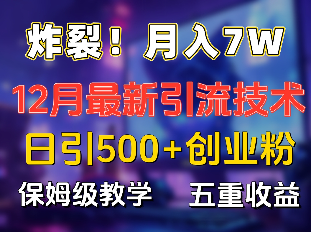 炸裂！月入7W+揭秘12月最新日引流500+精准创业粉，多重收益保姆级教学-创途网