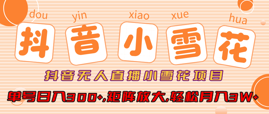抖音无人直播小雪花项目，单号日入300+,矩阵放大,轻松月入3W+-创途网