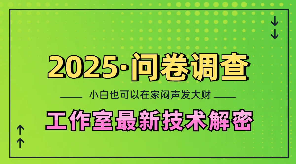 2025《问卷调查》最新工作室技术解密：一个人在家也可以闷声发大财，小白一天200+，可矩阵放大-创途网