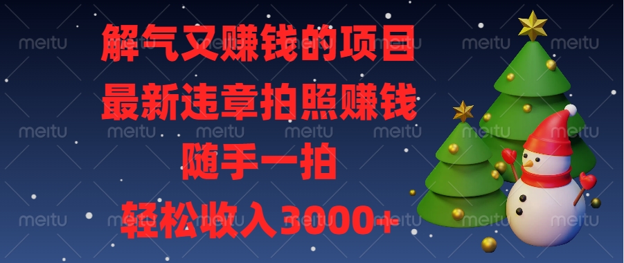 最新违章拍照赚钱，随手一拍，解气又赚钱的项目，轻松收入3000+-创途网
