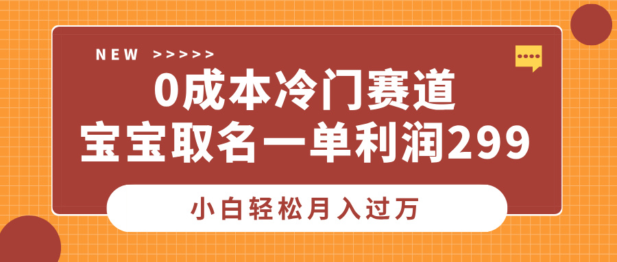 0成本冷门赛道，宝宝取名一单利润299，小白轻松月入过万-创途网