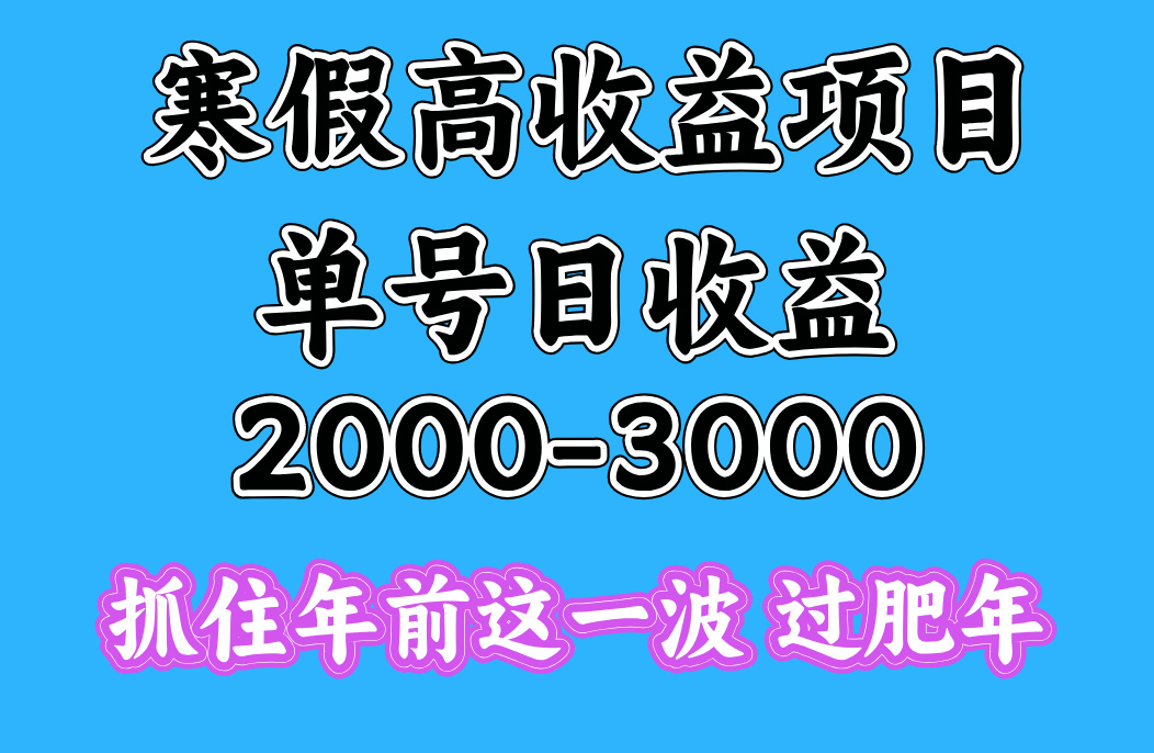 寒假期间一天收益2000-3000+，抓住年前这一波-创途网