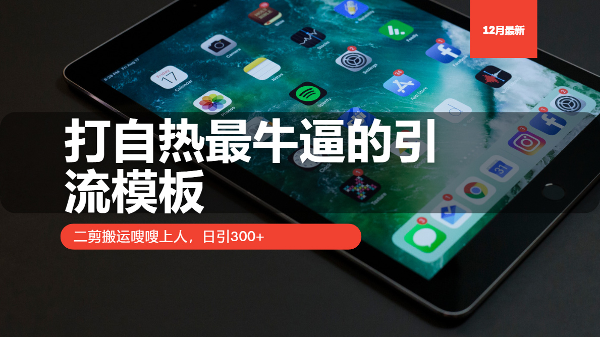 打自热最牛逼的引流模板，日引300+，二剪搬运嗖嗖上人-创途网