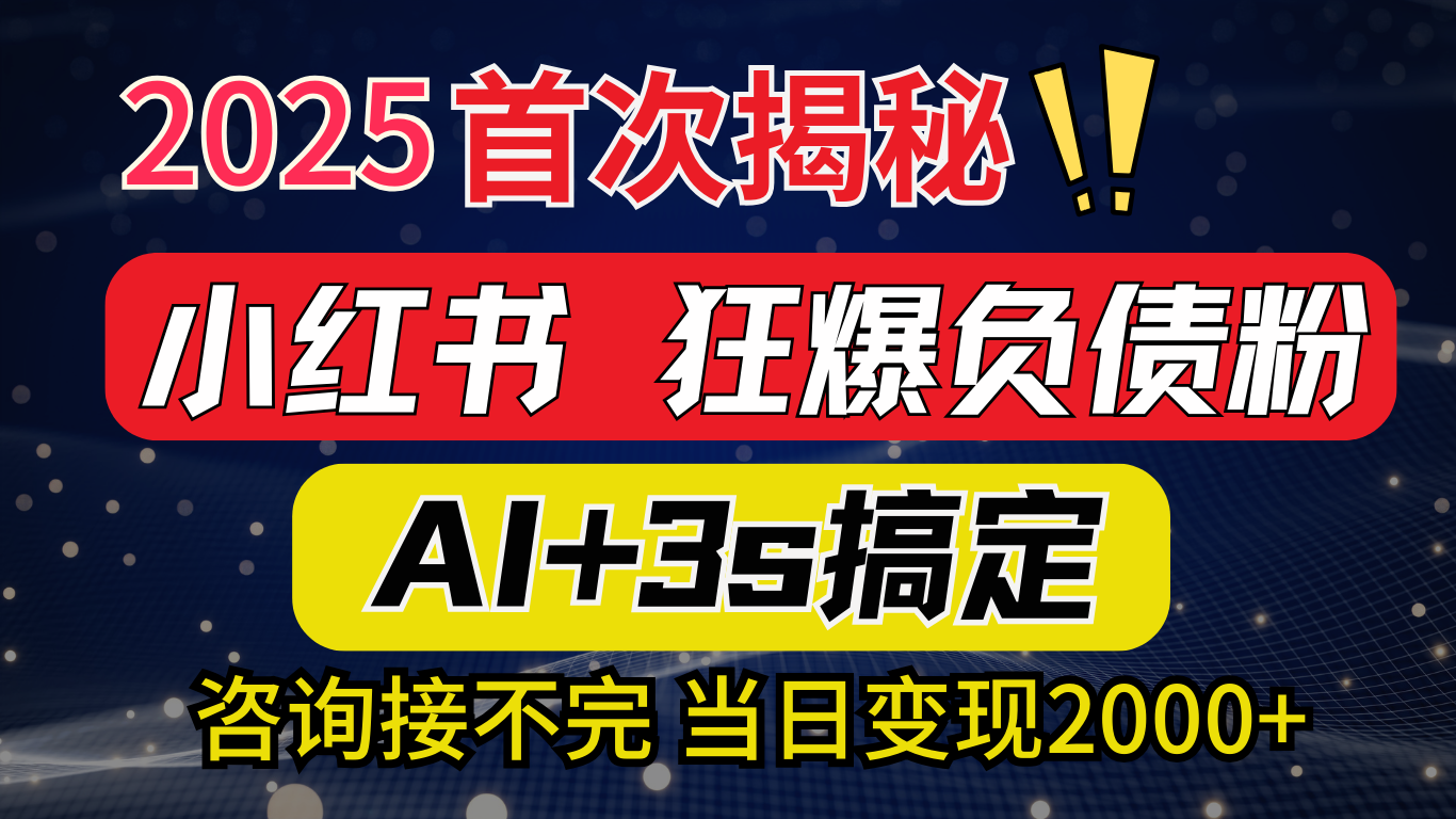 2025引流天花板：最新小红书狂暴负债粉思路，咨询接不断，当日入2000+-创途网