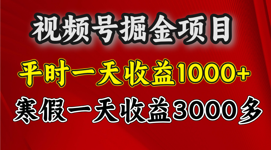 视频号掘金项目，寒假一天收益3000多-创途网