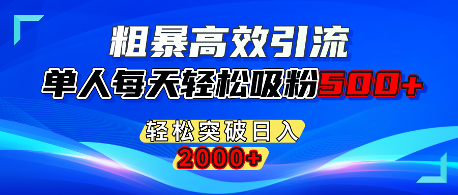 粗暴高效引流,单人每天轻松吸粉500+,轻松突破日入2000+-创途网