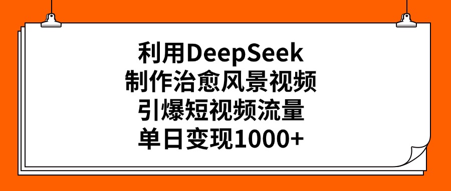 利用DeepSeek制作治愈风景视频，引爆短视频流量，单日变现1000+-创途网