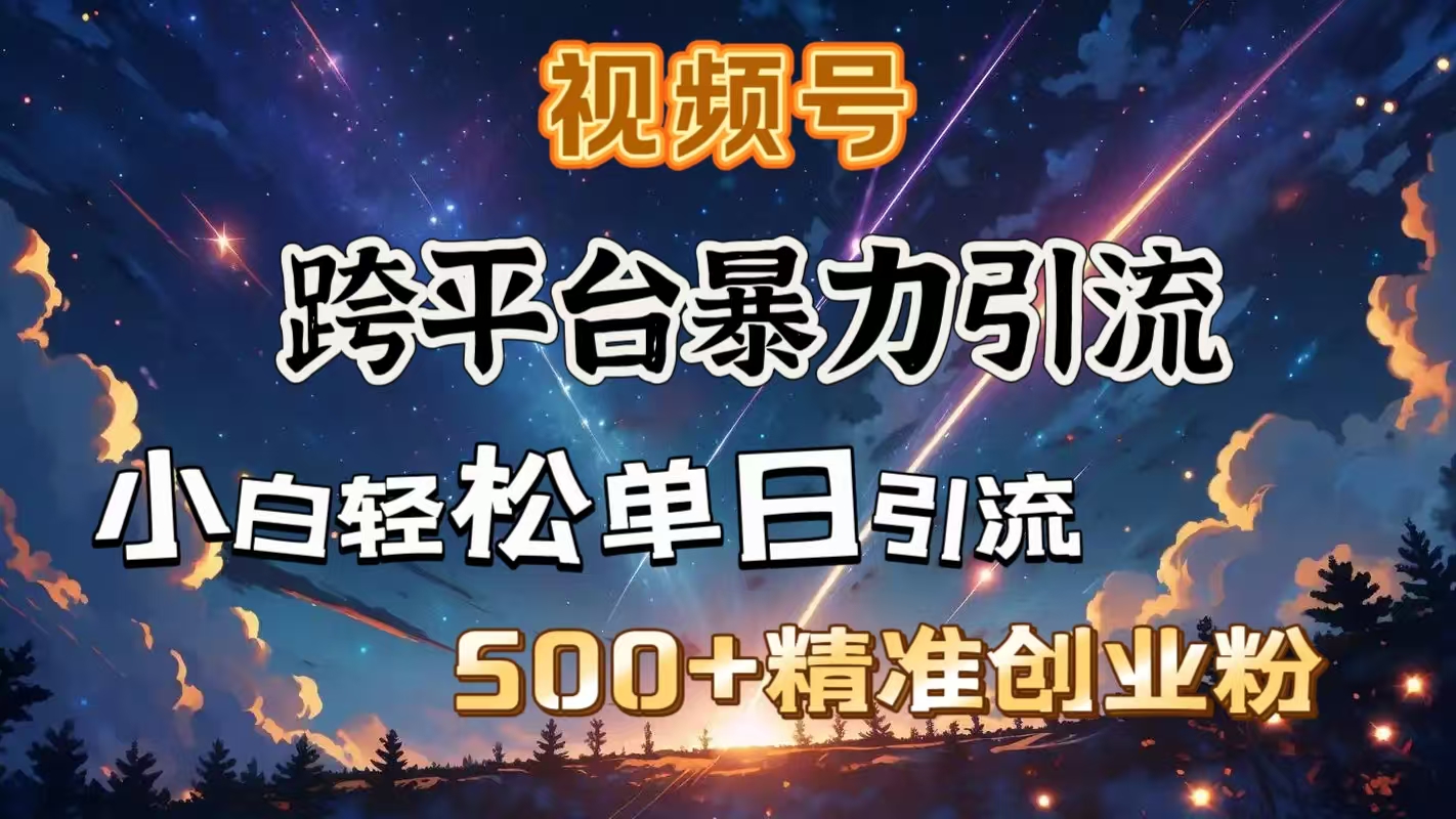 视频号跨平台暴力引流，小白轻松单日引流500＋精准创业粉-创途网
