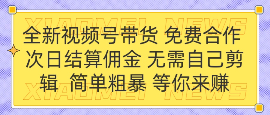 全新视频号 免费合作 佣金次日结算 无需自己剪辑-创途网