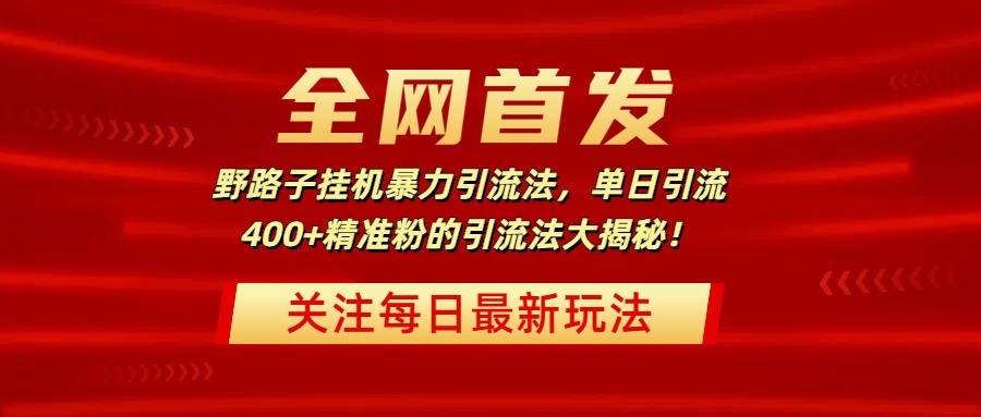 全网首发，野路子挂机暴力引流法，单日引流400+精准粉的引流法大揭秘！-创途网