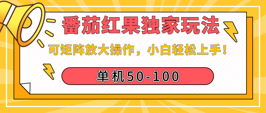 番茄红果独家玩法，单机50-100，可矩阵放大操作，小白轻松上手！-创途网