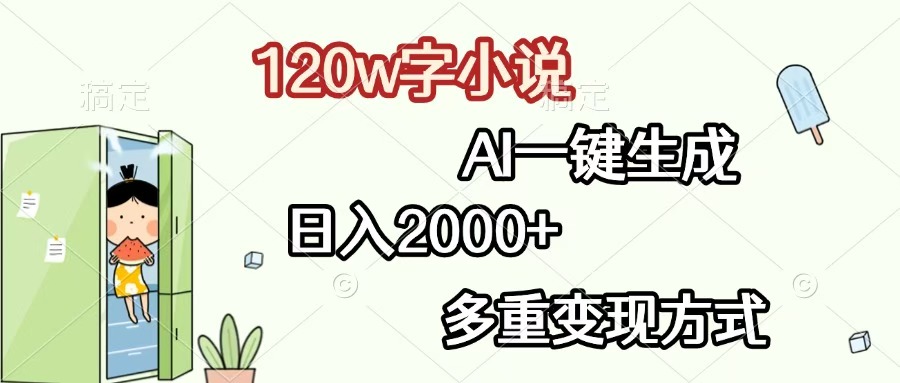 120w字小说，AI一键生成，日入2000+，多重变现方式-创途网