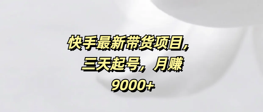 快手最新带货项目，三天起号，月赚9000+-创途网
