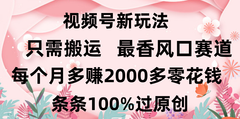 日入2000+，条条100%过原创，视频号最香风口赛道，小白轻松上手-创途网