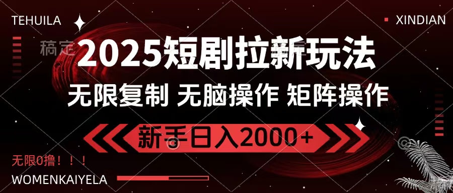 2025短剧拉新玩法，无需注册登录，无限0撸，无脑批量操作日入2000+-创途网