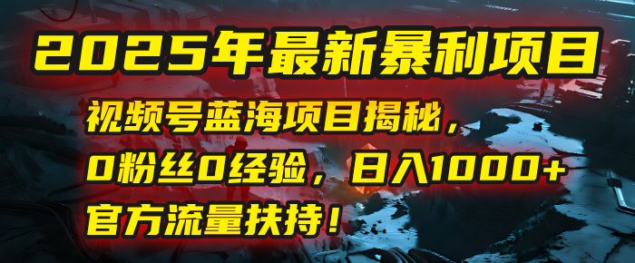 2025年最新暴利项目：视频号蓝海项目揭秘，0粉丝0经验，日入1000+，官方流量扶持！-创途网