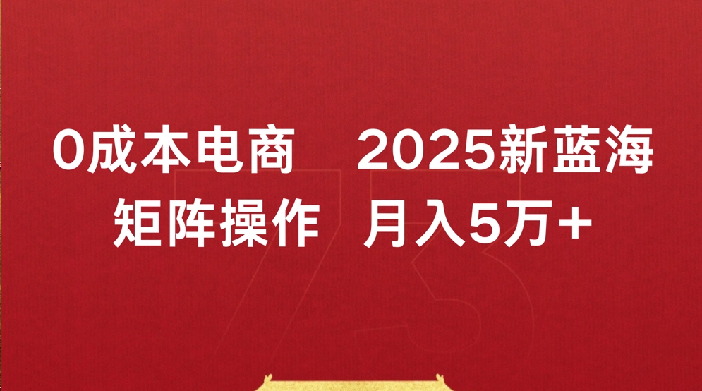 0成本电商2025新蓝海矩阵操作 月入5万+-创途网