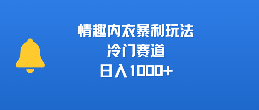 情趣内衣暴利玩法，冷门赛道，日入1000+-创途网