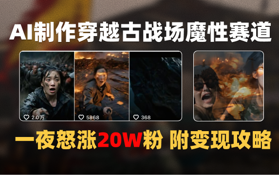 AI制作穿越古战场视频一夜涨粉20W保姆级教学（附AI变现指南）-创途网