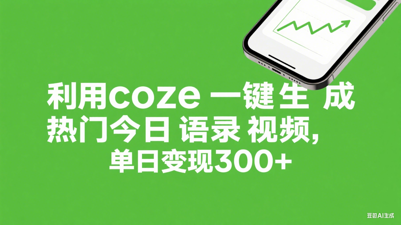 利用coze一键生成热门今日语录视频，单日变现300+-创途网