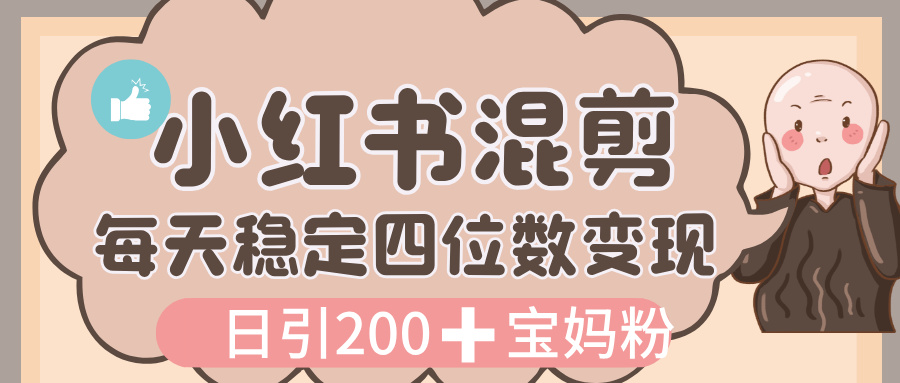 价值 3980 的小红书混剪， 虚拟变现，日引 200+宝妈创业粉，每天稳定四位数变现-创途网