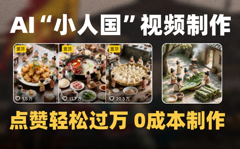 爆款1000W+微缩景观迷你小人国AI视频，0成本制作全流程教学-创途网