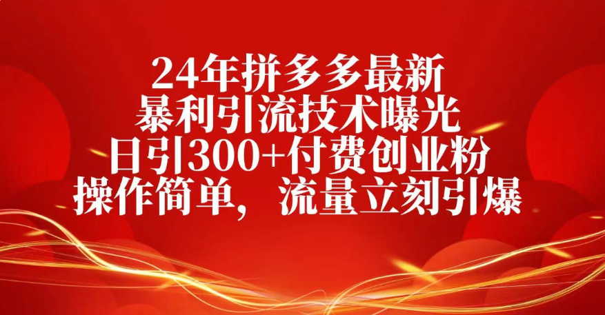 25年拼多多最新暴利引流技术曝光、日引300+付费创业粉操作简单，流量立刻引爆-创途网