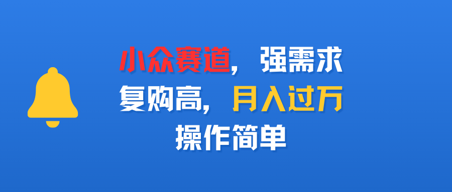 小众赛道，强需求，复购高，月入过万，操作简单-创途网