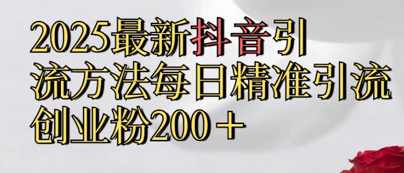 2025最新抖音引流,方法每日精准引流创业粉300＋-创途网
