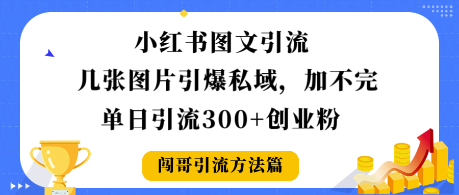 小红书图文引流，几张图片引爆私域加不完，单日引流300＋创业粉-创途网