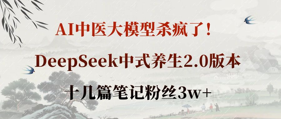 AI中医大模型杀疯了!DeepSeek中式养生2.0版本,十几篇笔记粉丝3w+-创途网