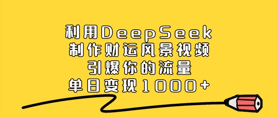 利用DeepSeek制作财运风景视频，做出爆款视频，单日变现1000+-创途网